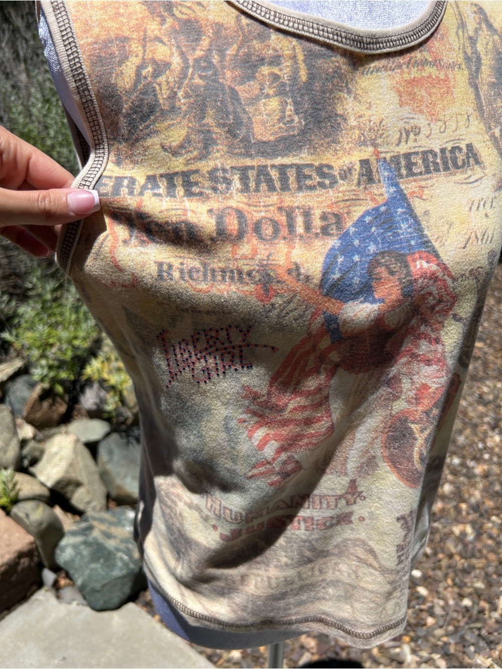 Vintage Americana Graphic Tank Top | Patriotic USA Flag Y2K Grunge Medium - Picture 2 of 4